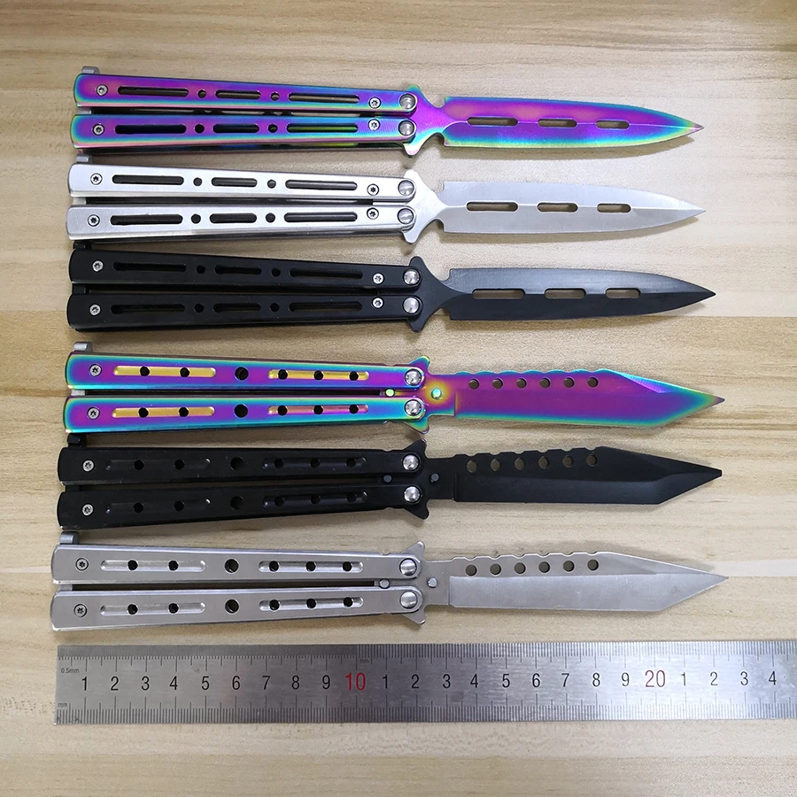 

Butterfly in knife training knife stainless steel Karambit knife for hunting camping titanium knife Butterfly four colors