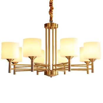 

Creative Copper Chandelier retro personality 8 arm glass lampshade Luxury Suspendsion light Fixtures E14 lamp white AC220V 110V