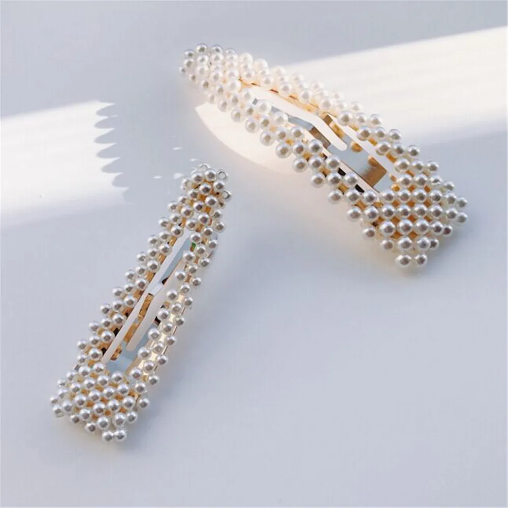 2019 Hot Fashion 4 Style Women Pearl Hair Clip Snap Hair Barrette Stick Hairpin Hair Styling 2