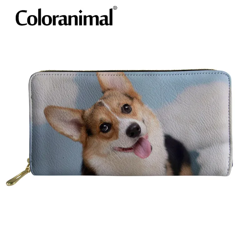 H2854Z21 Coloranimal, мужской Многофункциональный длинный кошелек, кожаный, ПУ, держатель для карт, монета, денег, 3D, милая собака, Хаски, узор, кошелек на молнии - Цвет: H2854Z21