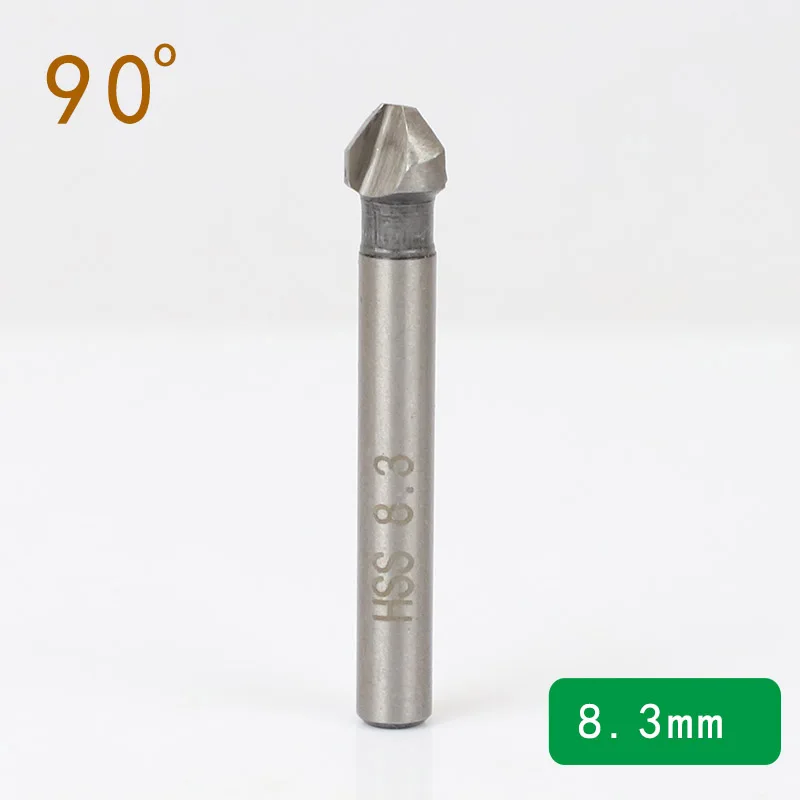 8.4mm Комплект из 2 предметов, 3 Зенковка с желобками сверло с круглой ручкой из нержавеющей стали 90 градусов HSS древесины Сталь фасочный инструмент 6,3/8,3/10,4/12,4/16,5/20,5 мм - Цвет: 8.4mm