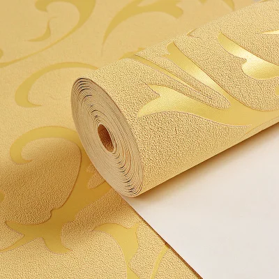 Роскошный Золотой акантус лист промежность 3d утолщение замши бархат обои рулон для ТВ фон 3d обои 3d papel parede - Цвет: 77012