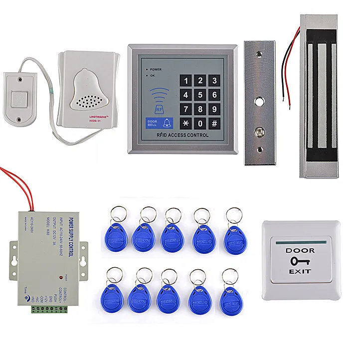 

Full Complete 125KHz Rfid Card Reader Door Access Control Security System Kit + 300LBS Electric Magnetic Lock