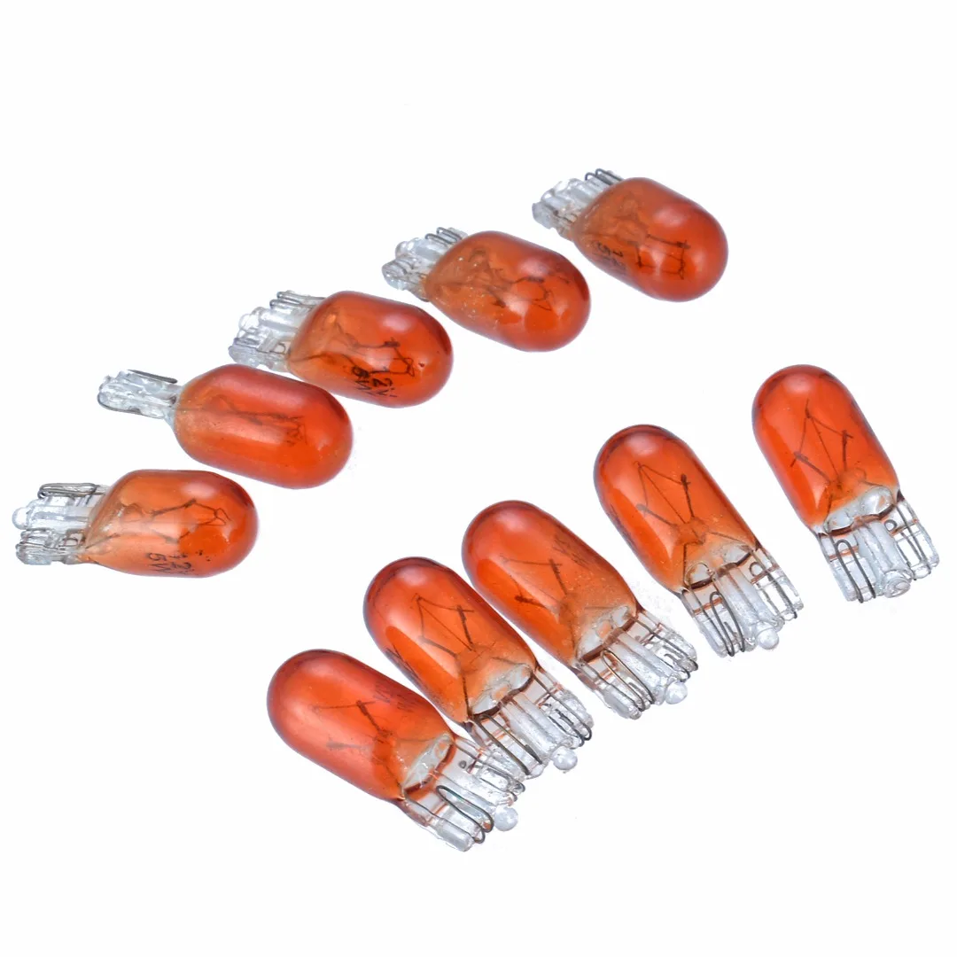 10pcs/set T10 W5W 194 Amber Yellow 5W Halogen Bulb Signal Interior Car Light Lamp Car Light Source Parking Lamp