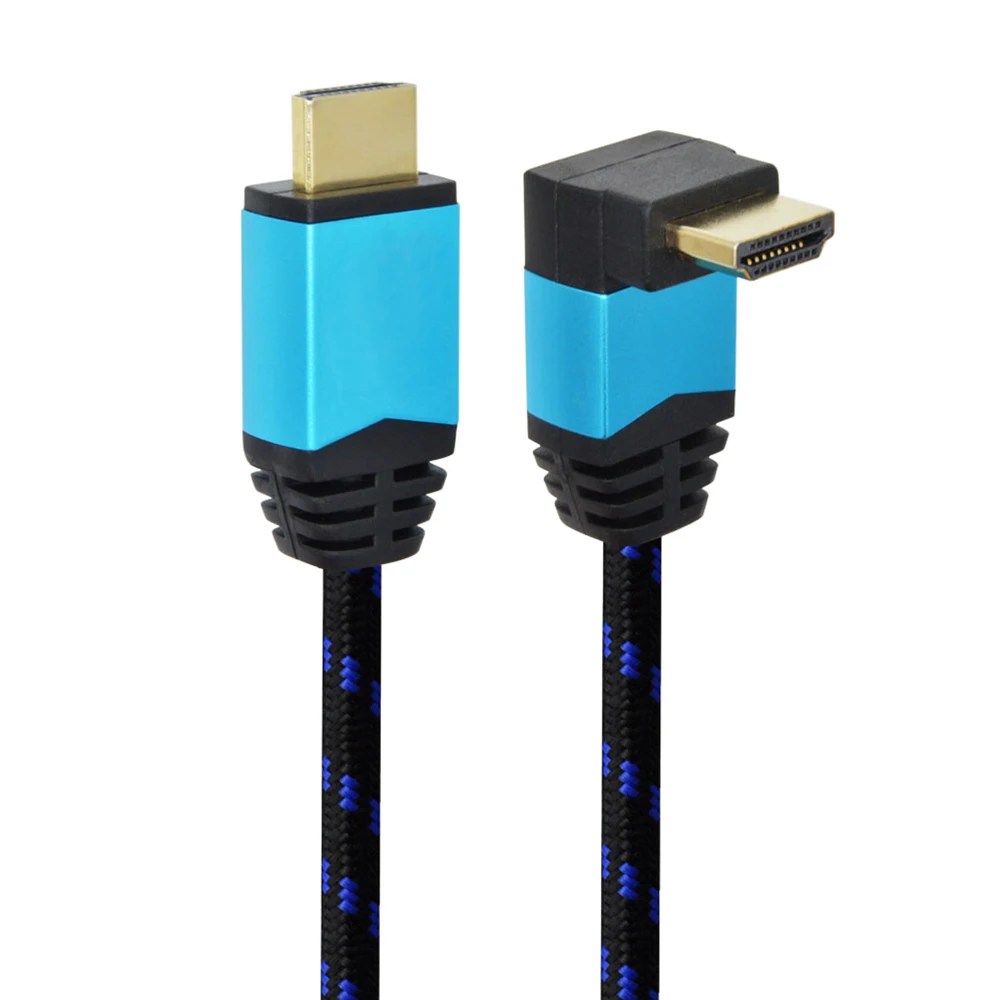 DREMAKE HDMI 90 градусов прямой угол штекер кабель аудио и видео Поддержка 3D 4K HDR 1 м 2 для