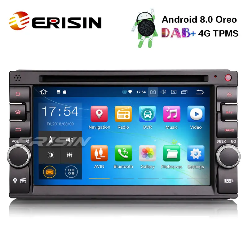 Erisin ES7836U 6 2 &quotУниверсальный Din автомобильный радиоприемник Android 8 0 DVD gps плеер 4G TPMS