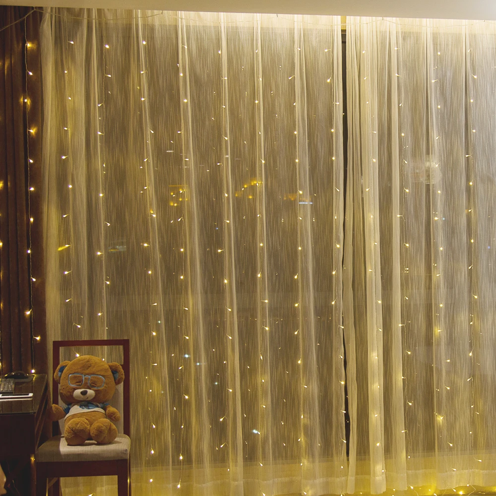 3x3m led icicle Window Curtain String Lights 300 LED Christmas lights for Wedding Party Home Garden Bedroom Wall Decorations