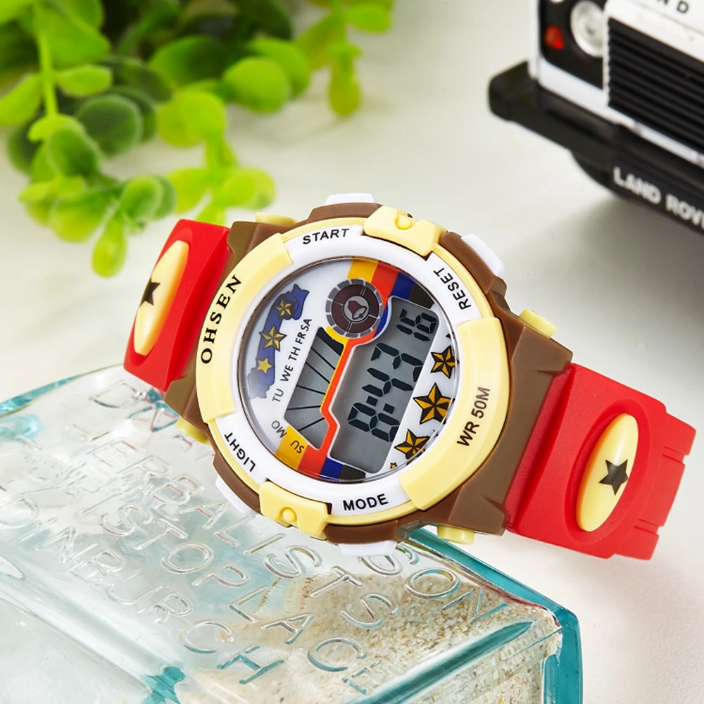 Montre Enfant, водонепроницаемые спортивные часы OHSEN, модные брендовые цифровые часы, будильник, секундомер, Relogio, светодиодный, электронные наручные часы Saat