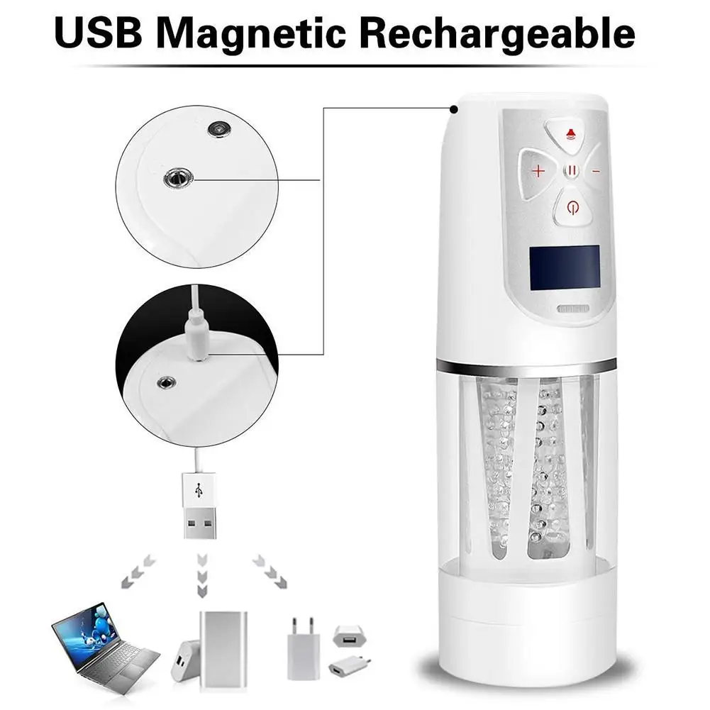  Rotating Male Masturbator Rechargeable Oral Sex Toy with 6 Female Moans for Aural Stimulation