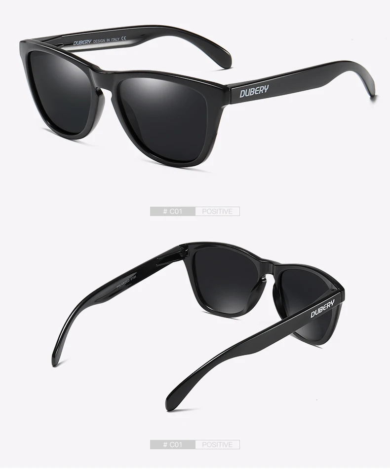 DUBERY, Винтажные Солнцезащитные очки, поляризационные, мужские солнцезащитные очки, для мужчин, UV400, оттенки, для вождения, черные, квадратные, мужские, 8 цветов, модель 181 - Цвет линз: NO1