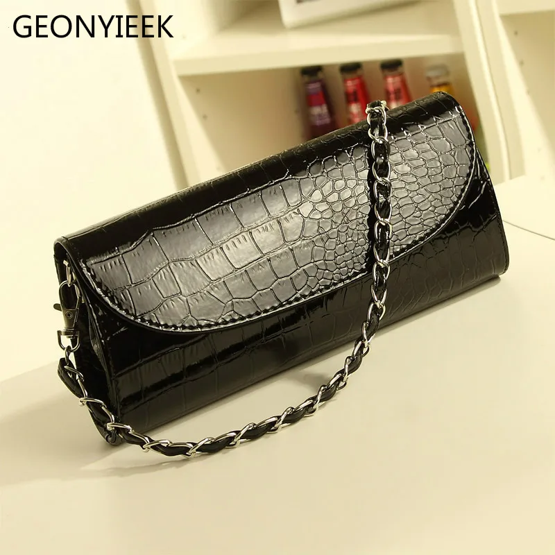 Fashion Designer Crocodile Pattern Ladies' Shoulder Chain Bag Wallet PU Leather Clutch Evening Bag Purse for Women Handbag