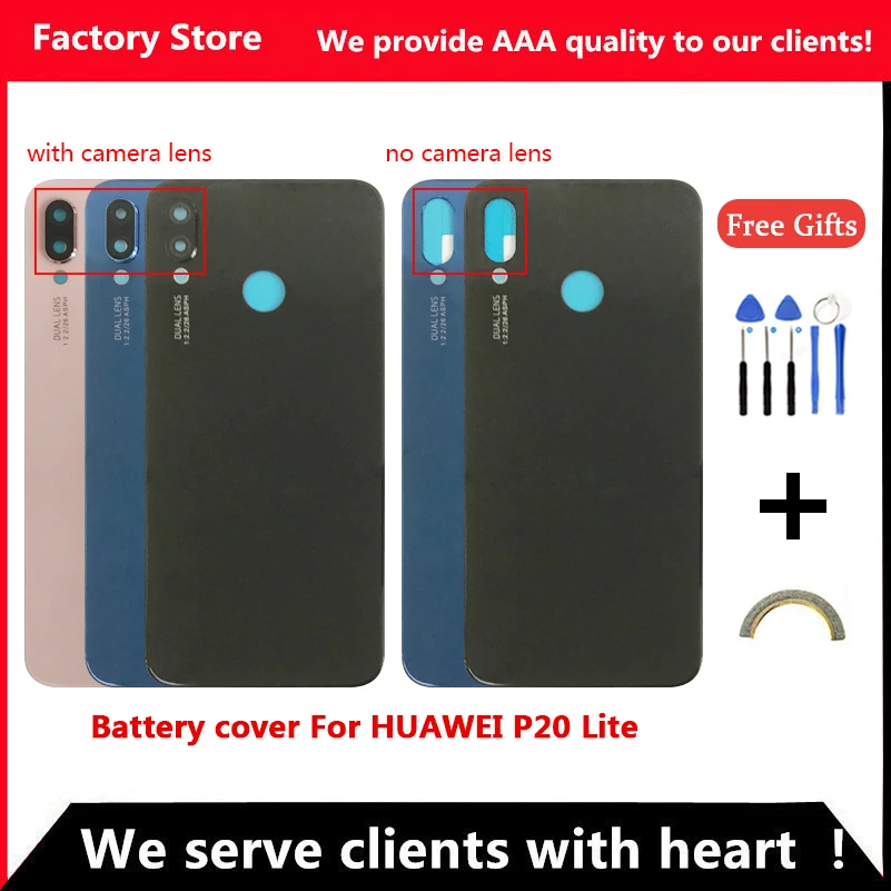 

Q&Y QYJOY Battery Back Cover For Huawei P20 Lite Door Case For HUAWEI P20 Lite Housing Replacement + Back Camera Glass Lens Case