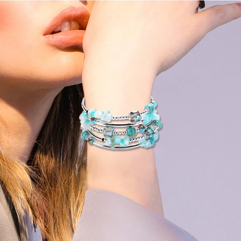 

HIYONG Trendy Jewelry Bracelet Beads Chain Natural Stone Bracelets For Women Wrap Bracelet Faceted Crystal For Women Teen Girl