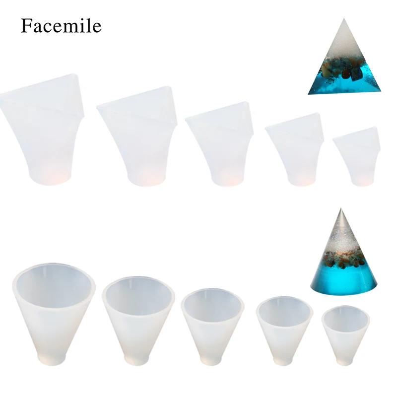 

Facemile 1PCS Crystal Cone/Pyramid Epoxy Mold Chocolate Transparent Silicone Mold DIY Cake Decor Biscuit Fondant Bakeware Mold