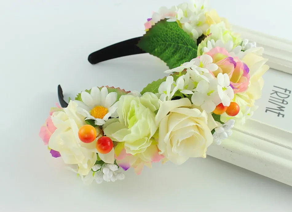 Аксессуары для волос Женская повязка на голову в богемном стиле с большим цветком корона для вечерние, свадебные венки для волос резинки для волос повязка на голову с цветком
