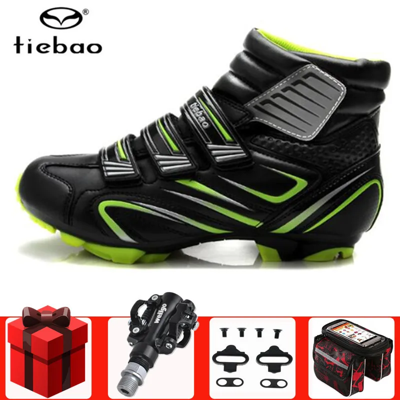 

TIEBAO Cycling Shoes Winter SPD pedal set sapatilha ciclismo mtb sneakers Men Cycle Self-locking mountain bike Bicycle Boot