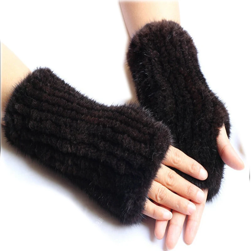 

Women fashion fur gloves Mink knit gloves High density knit warm gloves free shipping gift for women students