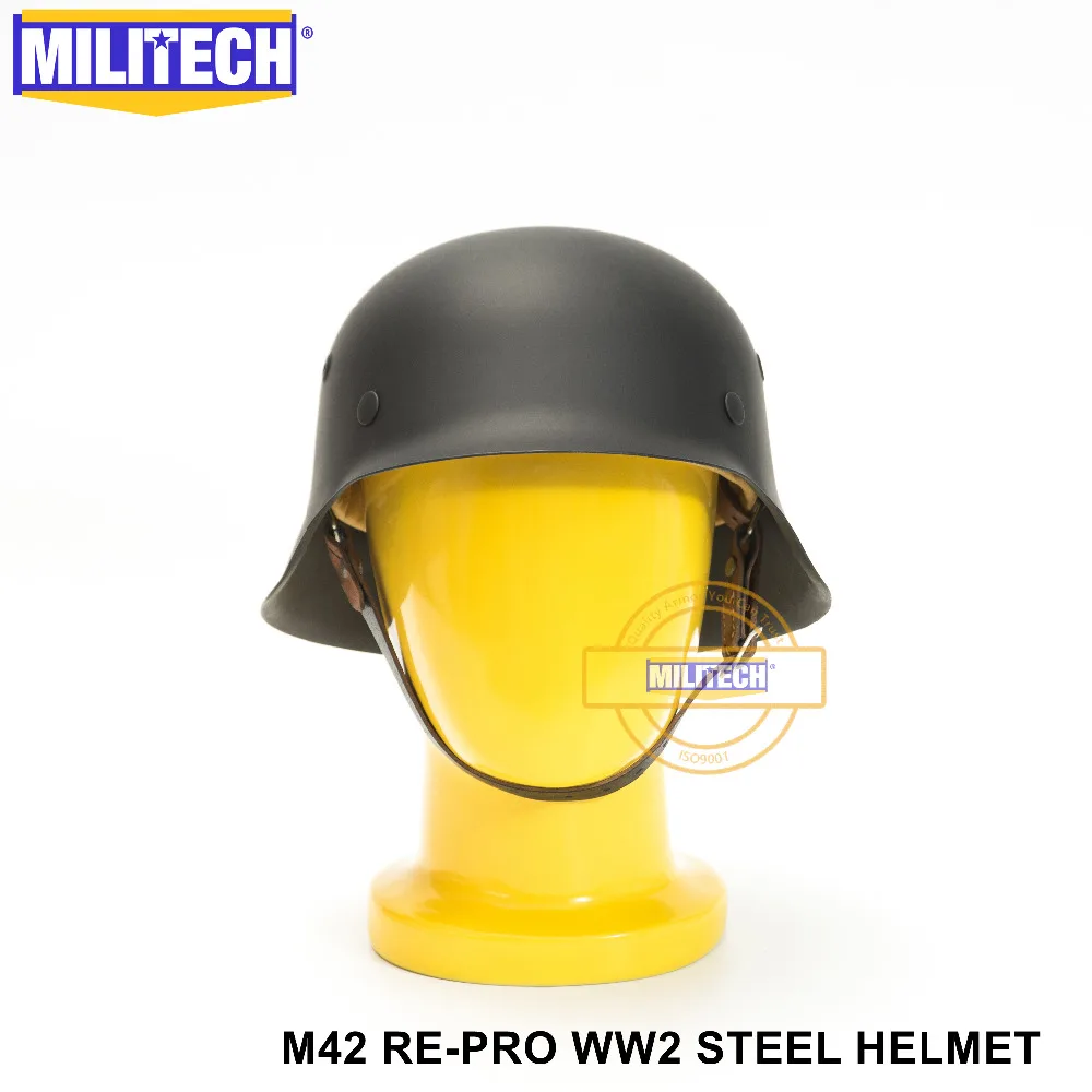 MILITECH Черный WW2 Немецкий M42 Стальной шлем WW II M42 Repro немецкий шлем мотоциклетный защитный шлем 2 мировая война коллекционный шлем