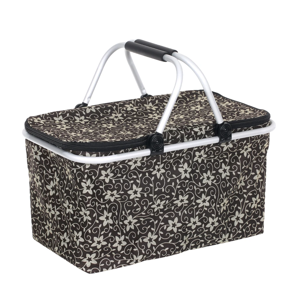 Folding Collapsible Picnic Basket Insulated Cooler Bag Tote Bag Food
