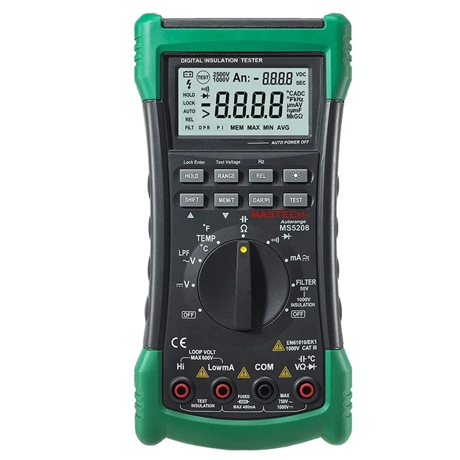 

3 in 1 MS5208 6600 Counts Digital Multimeter+Insulation Resistance tester+Megger tester True RMS AC Voltage Current Temperature