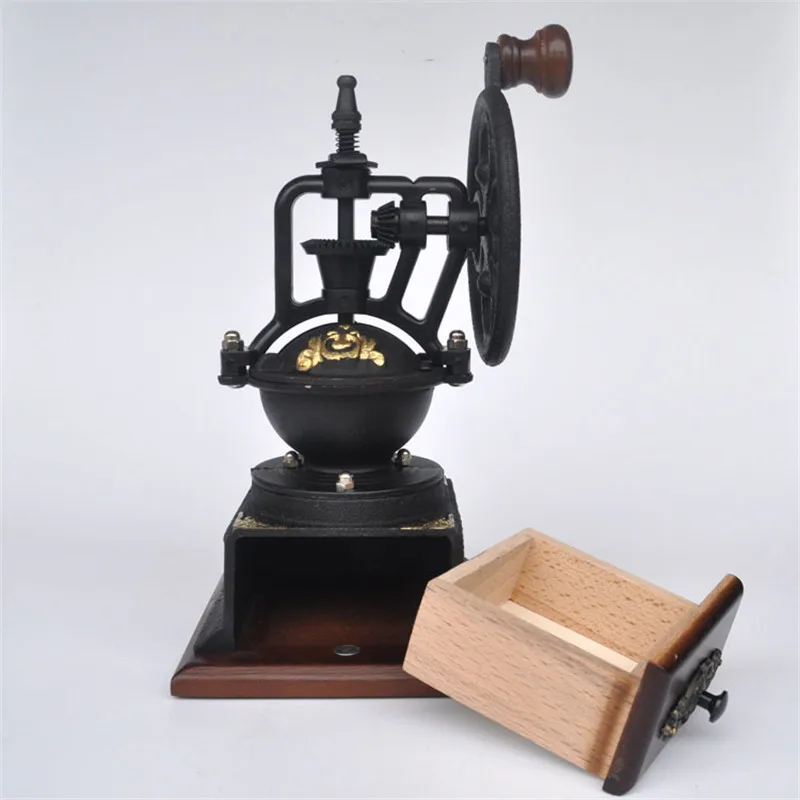 Large Manually coffee bean grinder / disintegrator food disintegrator hand-cranked grinders core metal and wooden material BM-38