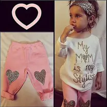 Модная детская одежда для маленьких девочек, милая хлопковая футболка, топ+ штаны, комплект одежды, костюм