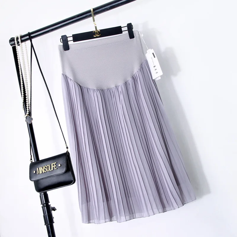

Fashion summer maternityskirts 2019 casual mid-length a-line pleated maternidad skirt chiffon ball gown comfort pregnant skirt
