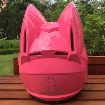 

Motorcycle Helmet nitrinos brand Cat Horns Helmet Motorbike Helmet casco modular Women Cat Helmet Full Face Casque