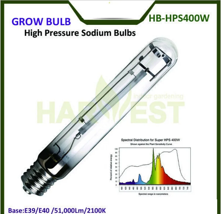 E39 E40 50000 Lumens 2100K High Pressure Sodium Grow Bulbs Lights 400W HPS for Flowering Growth