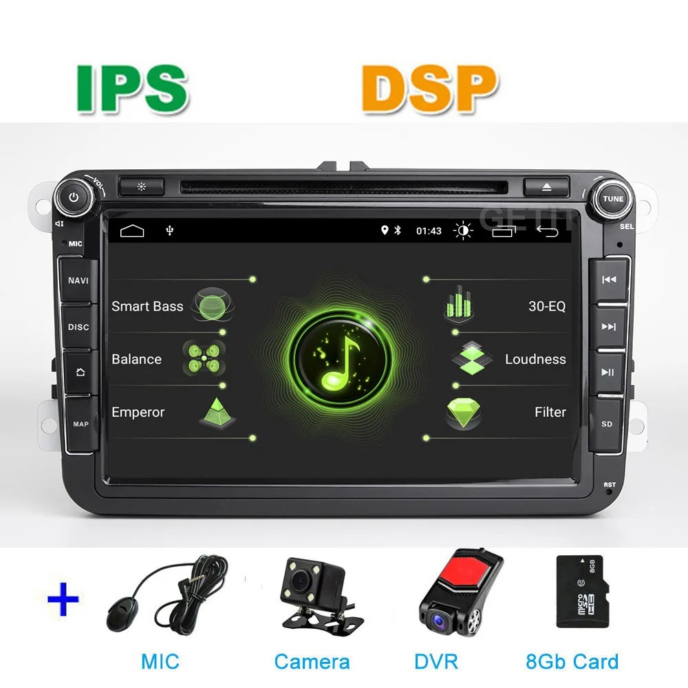 DSP ips Android 10 автомобильный DVD стерео радио gps для VW PASSAT CC Jetta Golf 5 6 Tiguan Touran Caddy EOS Sharan polo Leon Toledo - Цвет: DSP-MIC-CAM-DVR-SD