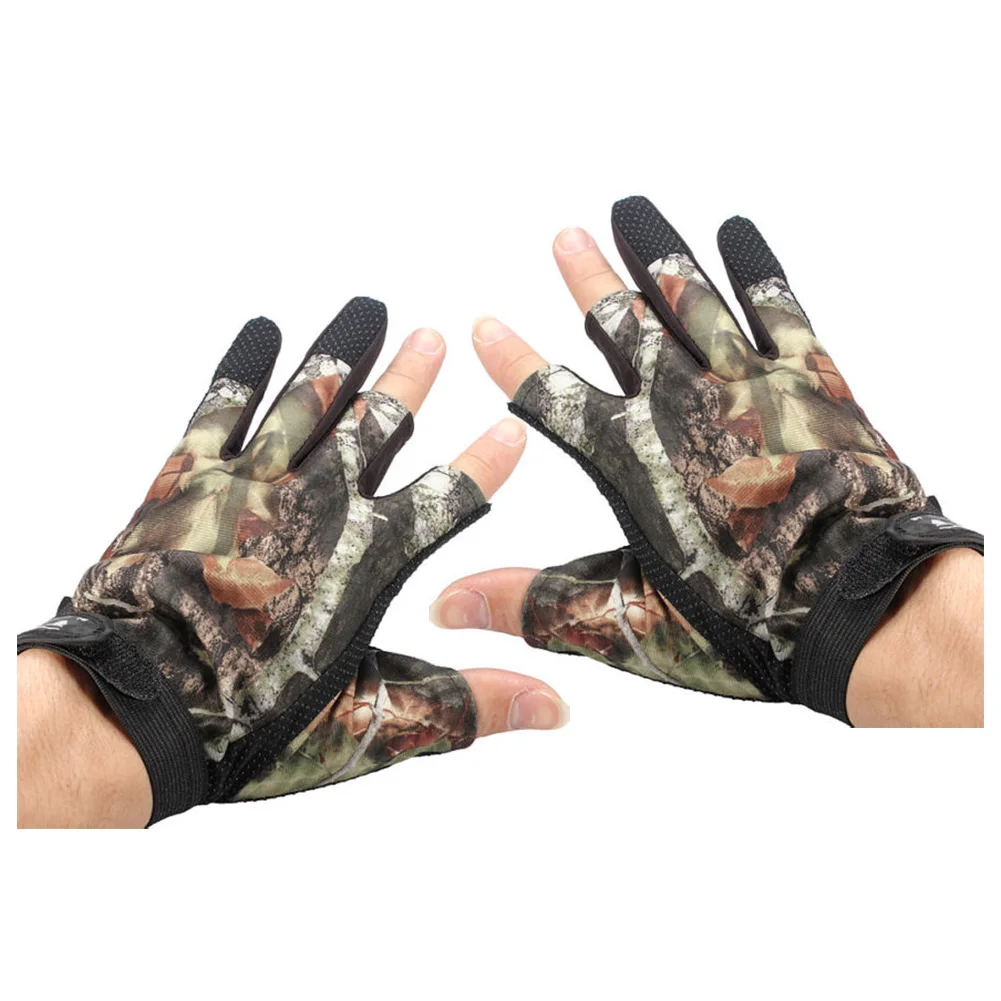 

3 Shorter Finger Waterproof Fishing Gloves Hunting Anti-Slip Mitts Shooting Camo