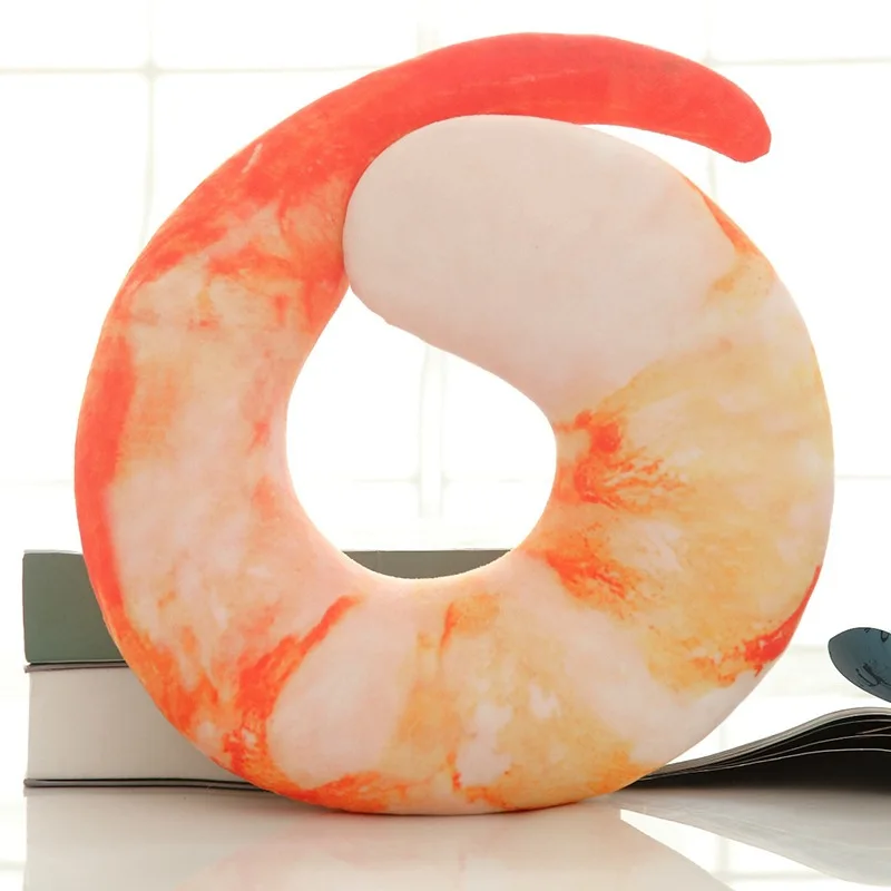 

Shrimp Meat 3D U Shaped Neck Pillow Throw Travel Car Cushion Creative plush Peeled Prawns Plush toy kids toys birthday gift 40cm