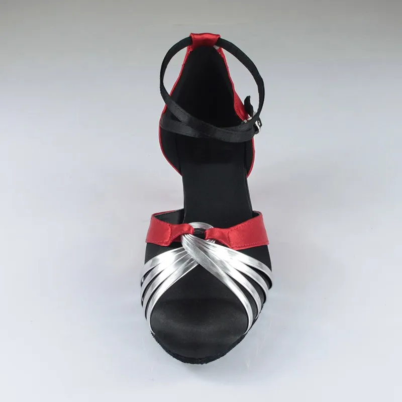 Dileechi серебро PU черные атласные Для женщин Костюмы для латиноамериканских танцев танцевальная обувь Современная танцевальная обувь женские Костюмы для бальных танцев Обувь для танцев
