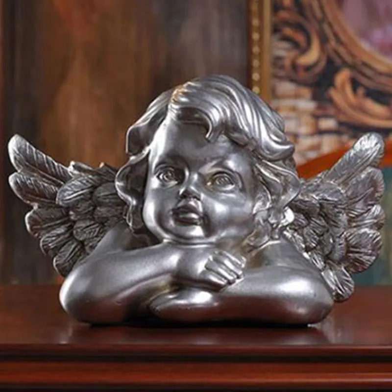 

Retro Angel Bust Figure Cupid Statue Roman Mythology Gypsum Resin Craftwork Desktop Home Decorations L2193