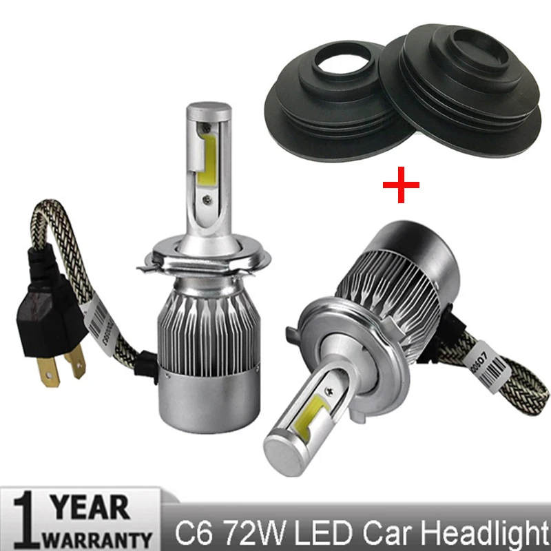 

Muxall LED Super bright Car Headlight 72W 7600LM Led Light Bulbs H1 H3 H7 9005 9006 H11 H4 H13 9004 9007 Automobiles +Dustcover
