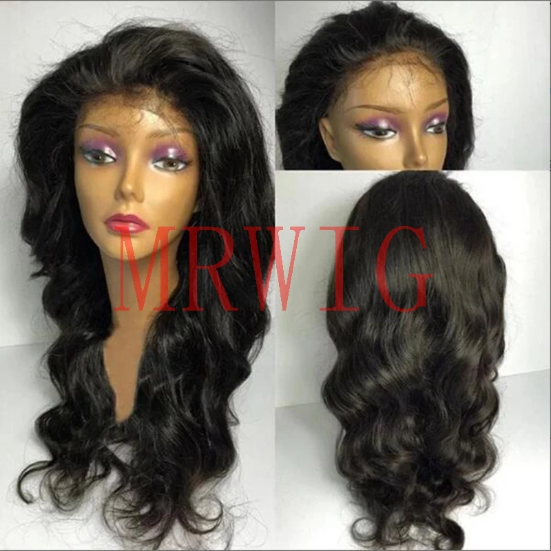 

MRWIG Free Part Long Wavy Synthetic Glueless Front Lace Wig Baby Hair Real Hair Combs&Straps For African American Woman Stock
