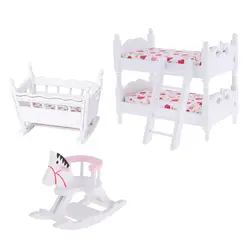 Белый 1/12 весы кукольный домик мебель детская спальня двухъярусная кроватка-колыбель качалка набор
