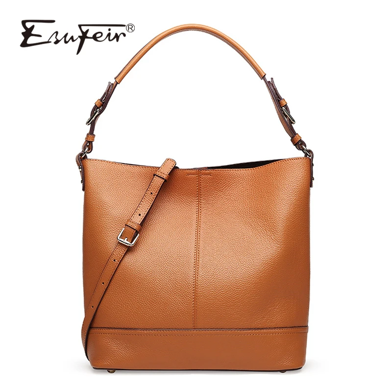 

ESUFEIR Brand Genuine Leather Handbag for Women Fashion Casual Tote Bags Famous Design Women Crossbody Bag Female Shoulder Bag