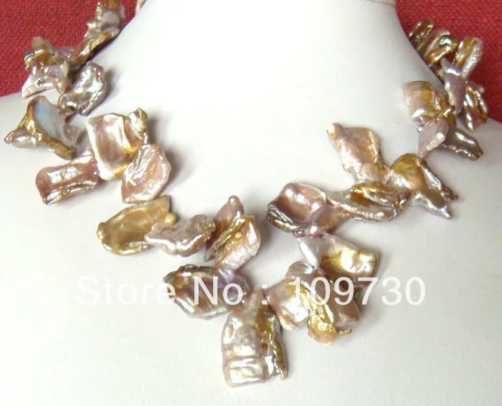 

Jewelry 00757 16-18mm Australian south sea gold pink pearl necklace