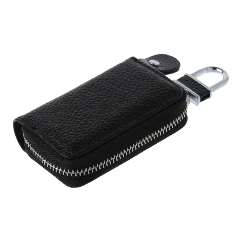 Новое поступление мужской женский кожзам автомобильный брелок для ключей чехол-кошелек сумочка для ключей - Цвет: Черный