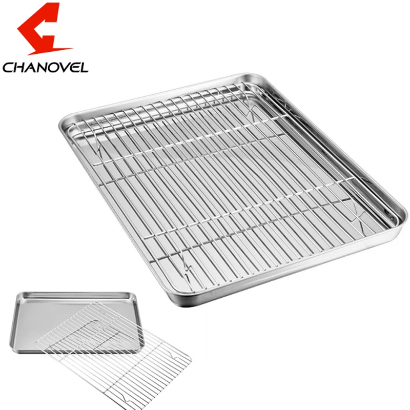 CHANOVEL Baking Tray with Removable Cooling Rack Set Stainless Steel Baking Pan sheet used for oven CHANOVEL Baking Tray with Removable Cooling Rack Set Stainless Steel Baking Pan sheet used for oven