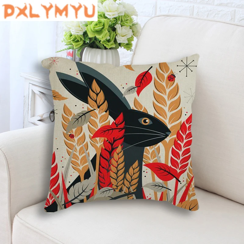 

Cute Cartoon Rabbit Printed Linen Cotton Seat Cushion Decorative Cushion No Filling Throw Pillows For Children Room Decoration