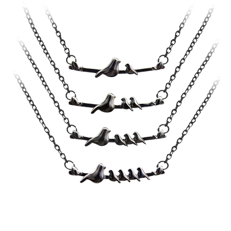 

Trendy Mother Bird and 1-4 Baby Birds Necklace Necklace-mama Baby Family Pendant Happy Shadow Cute Choker Woman Jewelry