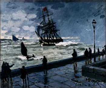 

High quality Oil painting Canvas Reproductions The Jetty at Le Havre, Bad Weather (1870) By Claude Monet hand painted