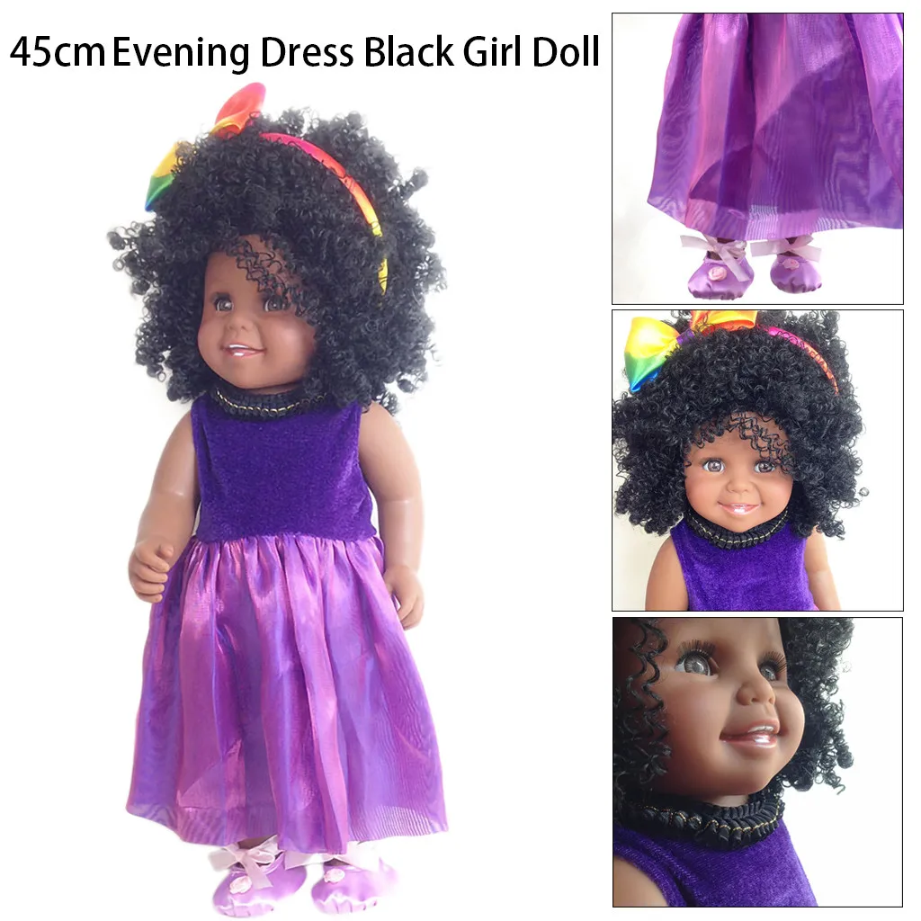 

Black Girl Reborn Baby Dolls African American Play Dolls Fashion Lifelike 45cm Baby Play Realistic Princess Baby Ship from US