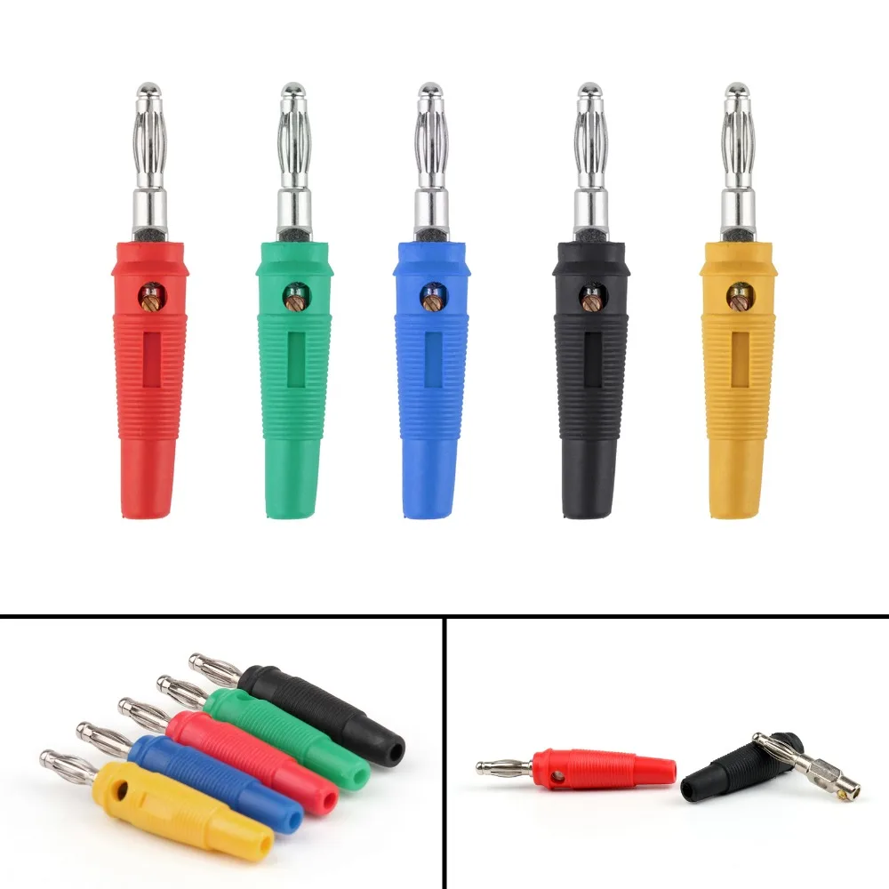 

Areyourshop Multiple Color Nickel Plated Banana Plug For Probes Binding Post 10PCS/50PCS Black Blue Green Hot Sale Plug Jack