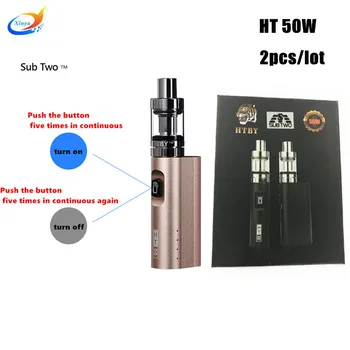 

2pcs/lot HT 50W electronic cigarette starter kit 2200mah 510 thread 2.4ML e cigarette box mod tank electronic hookah vaper pen