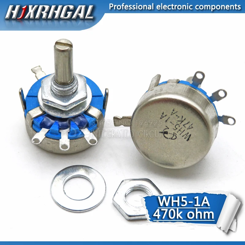 5PCS WH5-1A Carbon Potentiometer 470K ohm 3-Terminals Round Shaft Rotary Taper WH5 hjxrhgal | Электронные компоненты и