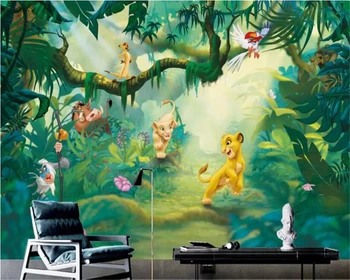 

beibehang Custom wall papers home decor vinyl wall HD cartoon animal woods background wallpaper for kids room papel de parede 3d