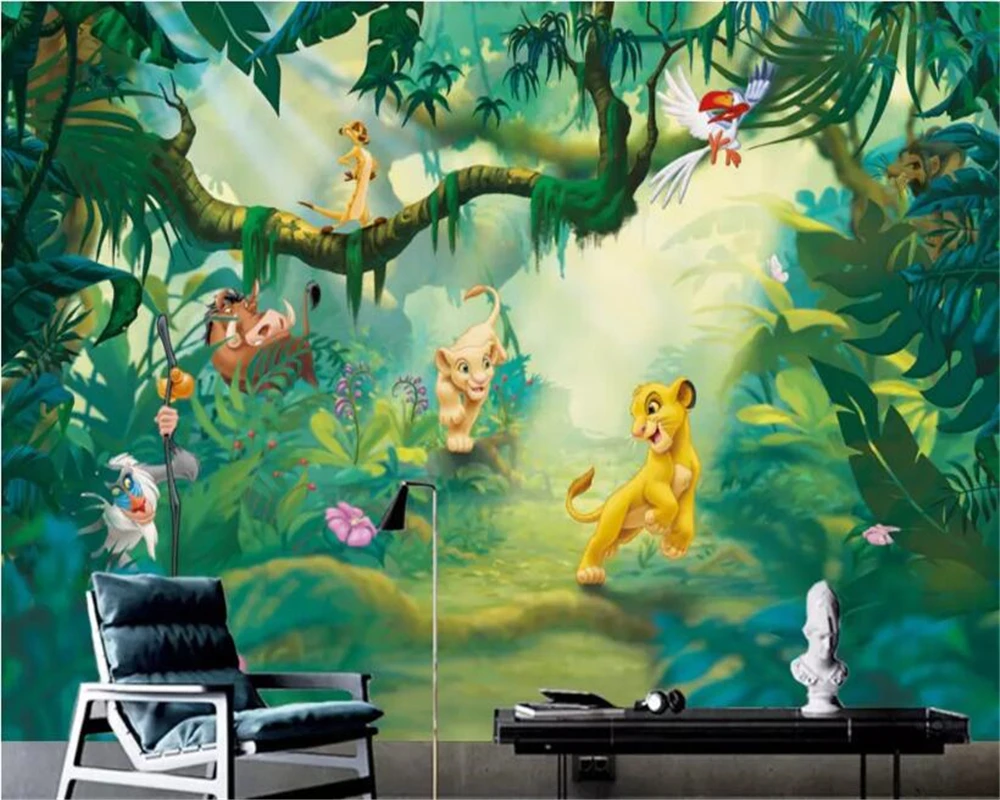 beibehang Custom wall papers home decor vinyl wall HD cartoon animal woods  background wallpaper for kids room papel de parede 3d|Wallpapers| -  AliExpress